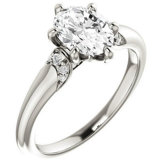 1.5Carat -8x6mm Oval Moissanite Accented Engagement Ring - Picture 3 of 15